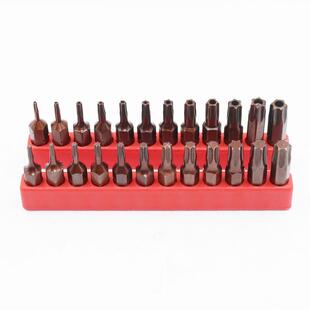 S2钢带磁梅花风批头25mm套装 带孔实心六角米字螺丝刀防盗螺丝批咀