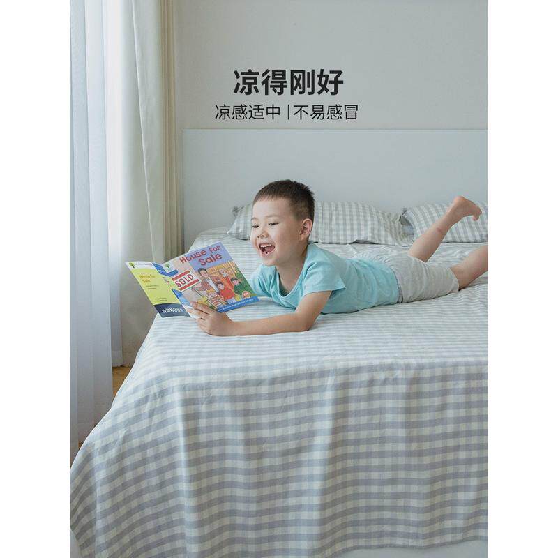 xyt夏季凉感格子粗布凉席麻布床单三件套亚麻软席单件布席夏老