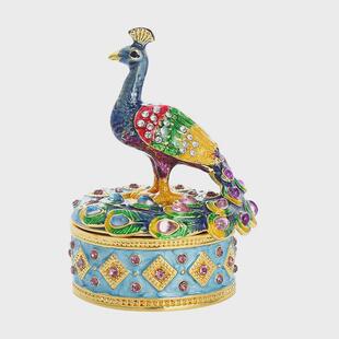 珐琅镀彩创意金属工艺品鸟兽家居饰品孔雀摆件鱼虫客厅礼纪念品