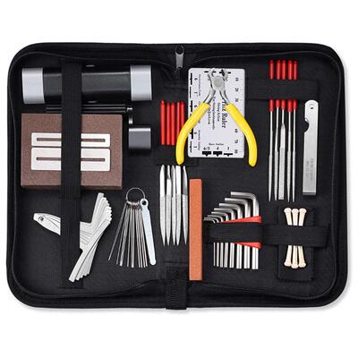 吉他工具包锉刀T型尺弦距尺剪弦器品丝打磨维修工具套装45合1