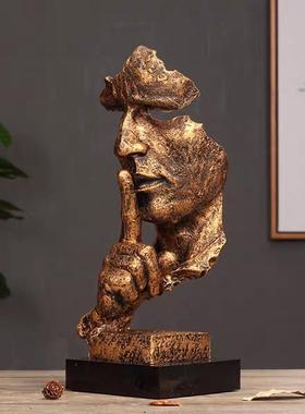 热销欧式雕塑沉默是金人物工艺品摆件创意客厅办公室酒柜装饰品摆