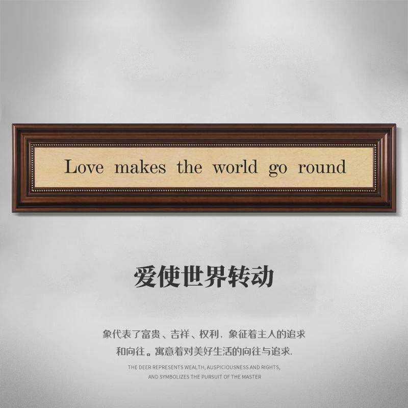 复古英文字牌卧室挂牌餐厅装饰画装饰墙面挂画玄关欧式钟表美式