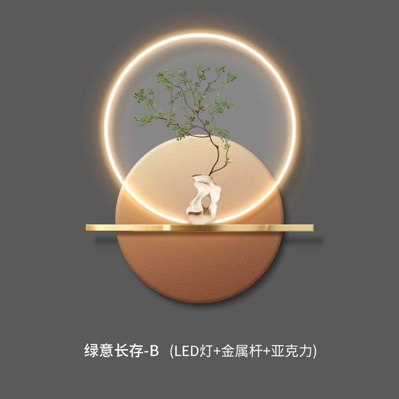 现代简约画带led灯画氛围入户玄关装饰画高级感走廊过道绿植挂画