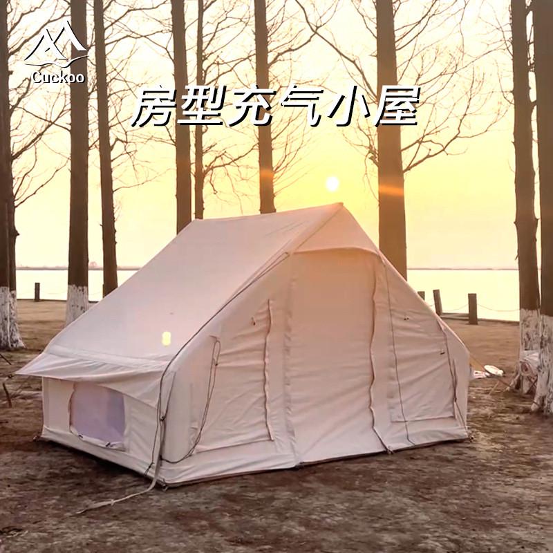 折叠复古房型露营帐篷户外定制加厚野营帐篷一体式速开充气帐篷