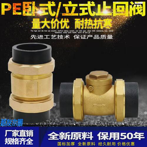 PE黄铜止回阀4/6分1寸卧式立式止阀内外丝水管道单向阀DN40/50/63