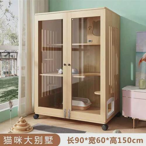 猫笼实木别墅笼子家用猫窝展示柜两层猫咪繁殖繁育木头屋厂家直销