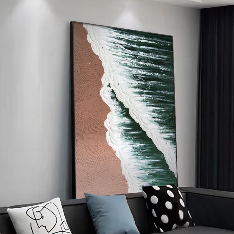 43N黑白客厅挂画抽象肌理入户玄关画装饰画现代简约油画轻奢沙发