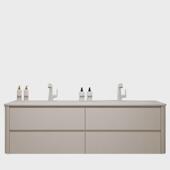 简约洗漱台家装 浴室柜大容量双层抽屉收纳双盆北欧风一体盆组合