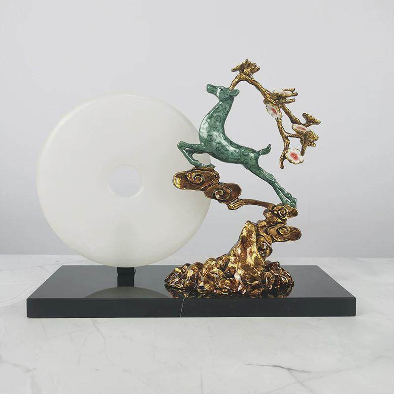 新中式茶室茶几办公室玉石扣摆件平安扣桌面高档设开业装饰礼品摆,家居饰品,装饰摆件,淘宝优惠券,粉丝福利购,淘宝优惠卷