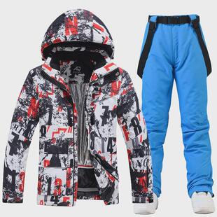 新款滑雪服套装男款冬季户外防风保暖滑雪衣裤单板套装双板滑雪服