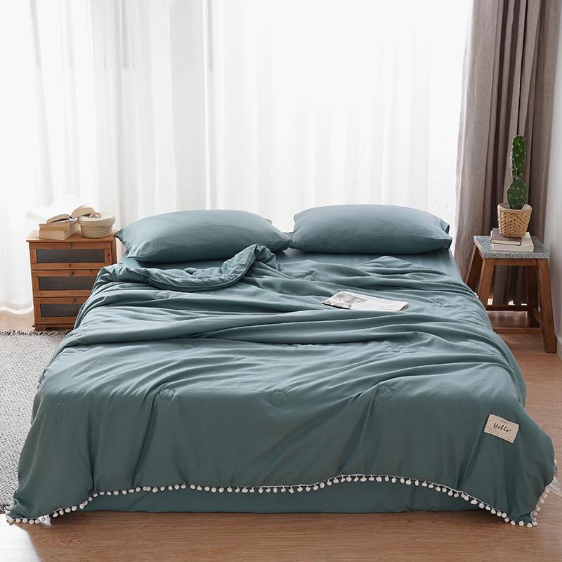 贝莉娅日式球球纯色泡泡纱夏凉被单双人薄被水洗棉空调被批发