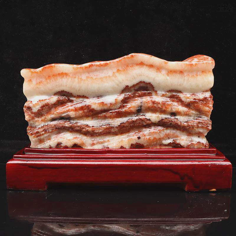 肉猪石天然腊肉肉广西五花肉红烧肉石柳州摆件22*12*5cm2811g