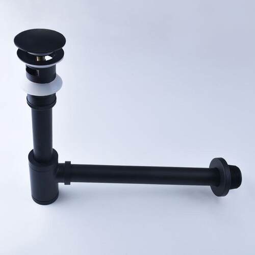 全铜入墙式黑色下水器套装墙排下水管面盆洗手盆防臭防堵QP1001