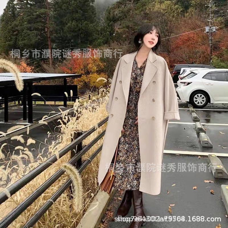 2024秋冬高级感双面羊绒大衣女中长款宽松小个子加厚毛呢外套