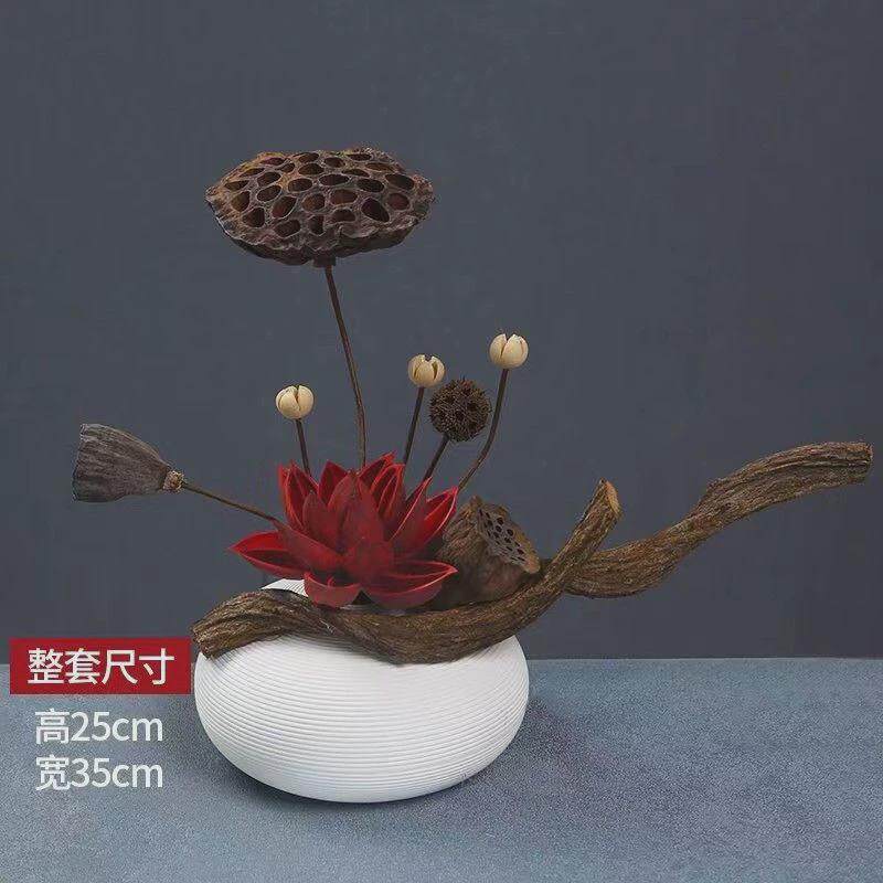 莲蓬禅意摆件轻奢餐桌花束家居清新干花真花装饰花