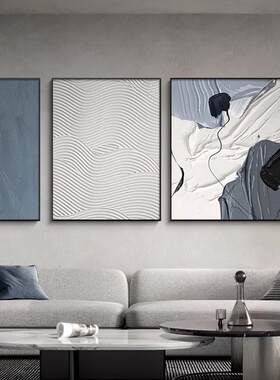 深圳大芬油画村客厅装饰画抽象黑白灰创意组合沙发现代背景墙壁画