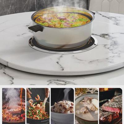 全实木带新中式岩板大圆桌家用餐桌椅组合转盘10人圆形岩板圆桌