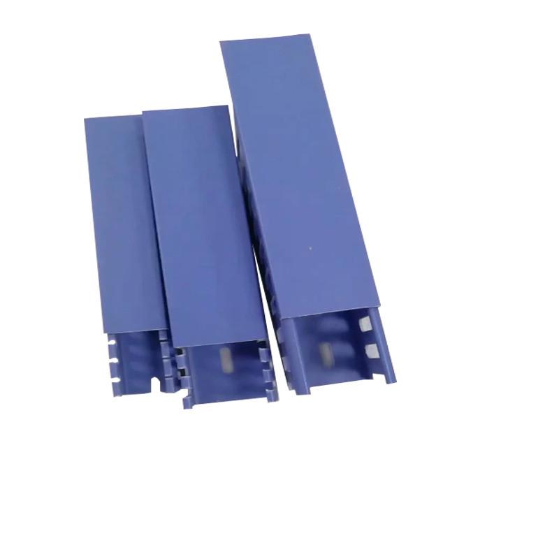 5020方形型口齿开行线槽蓝色pvc绝缘阻燃走线电气布线槽网线理线
