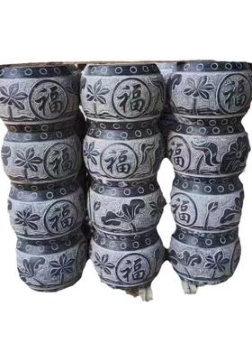 青石古建筑墩墩庭院顶住柱基石木柱底座圆石墩石雕柱石柱石