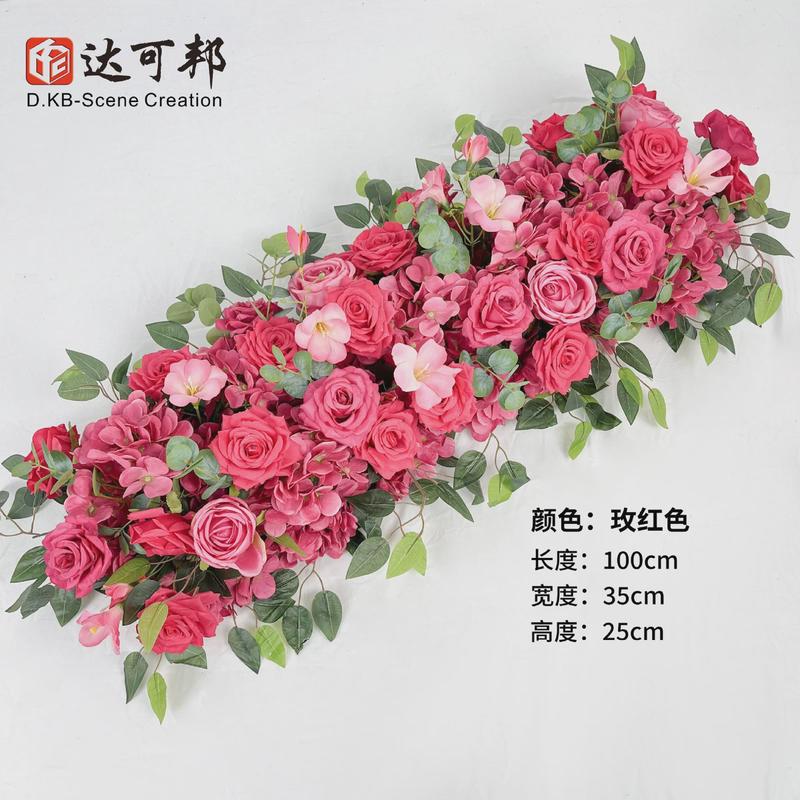 仿真跨境长条桌花花艺婚庆装饰餐桌花摆饰背景墙假花路引花桌花