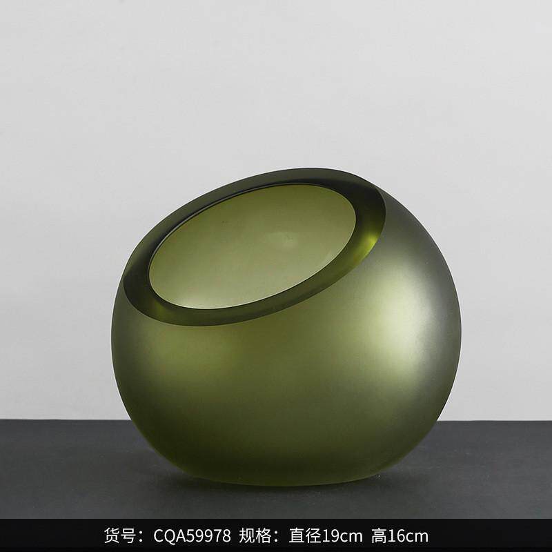 博西家居半圆球型磨砂玻璃花瓶客厅软装饰品玄关轻奢样板房摆件