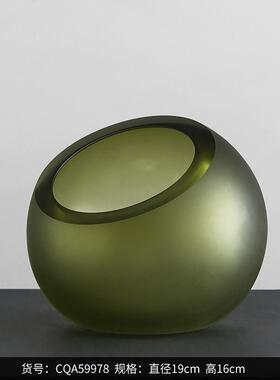博西家居半圆球型磨砂玻璃花瓶客厅软装饰品玄关轻奢样板房摆件