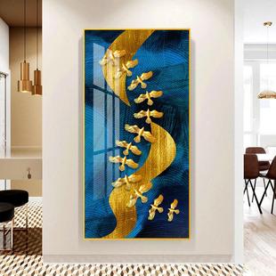 轻奢高档玄关装饰画2023款挂画客厅走廊壁画入户正对门过道画竖版