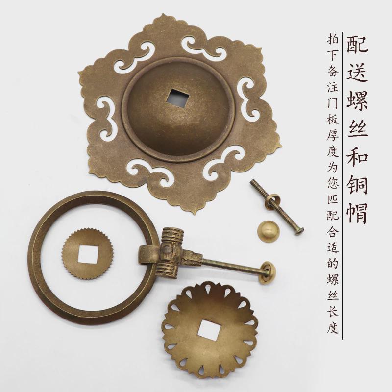 仿古纯铜门环中式大门拉手黄铜老式圆环门把手复古木门门拉手把手