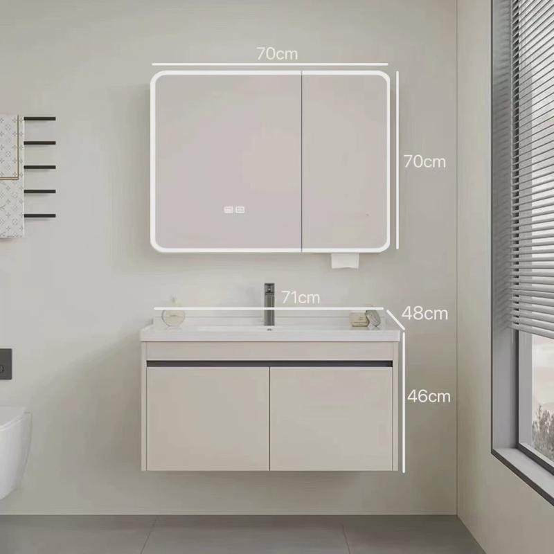 一米一体加厚蜂窝铝浴室柜陶瓷二盆卫生间小户型40宽加深洗手台盆