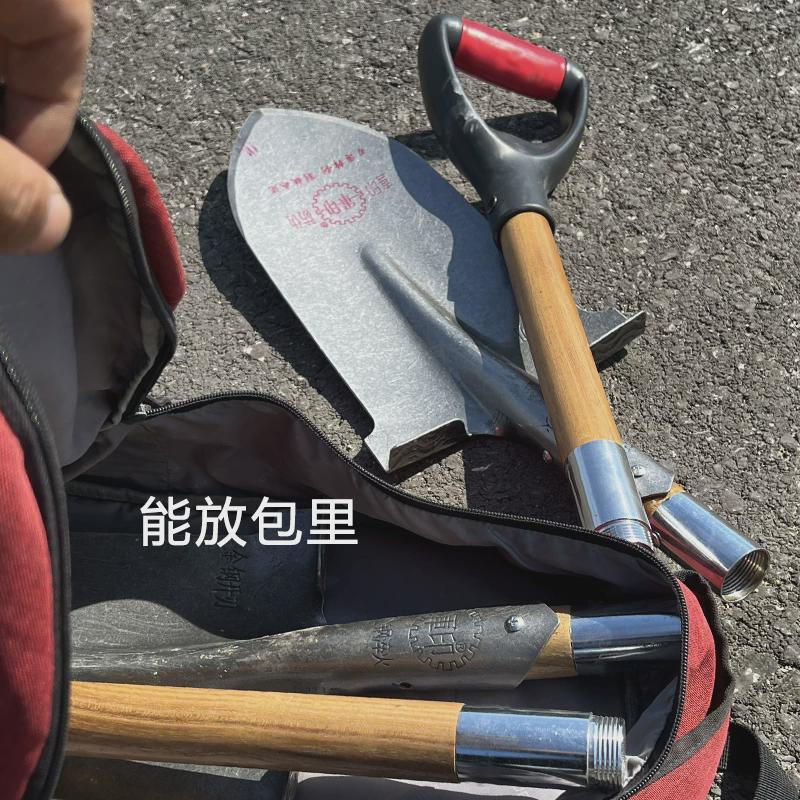 园艺铁锹锰钢挖土锨铲子小铁锨户外尖头可折叠拆卸锹车载探宝铁铲