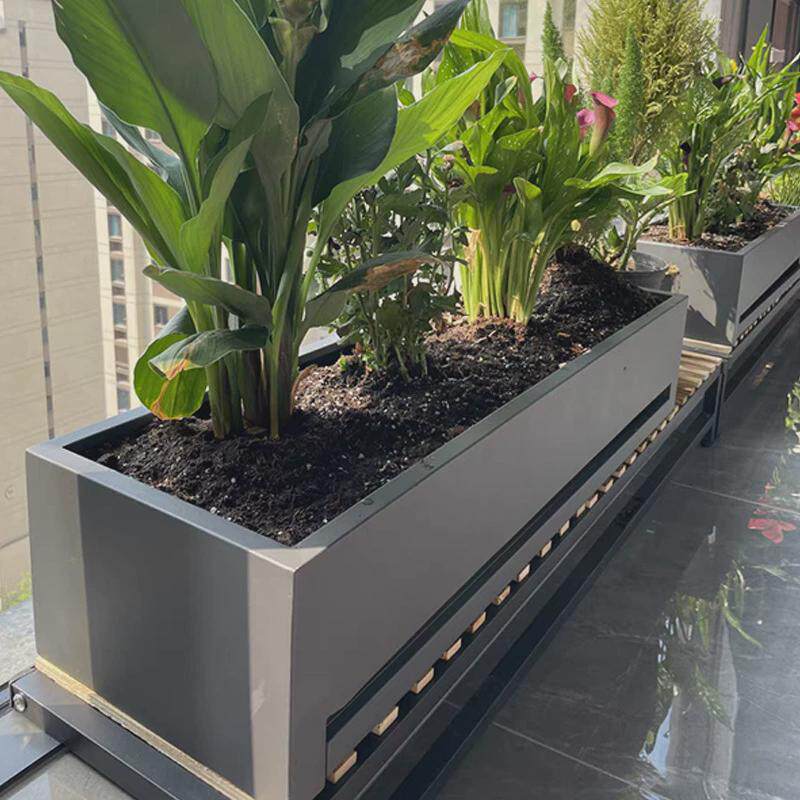 不锈钢花箱露台阳台外摆花池隔断花槽长方形金属花盆铁艺组合