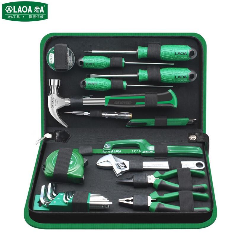 老A工具22件套家用工具套装老虎钳尖嘴钳电工维修工具LA101822