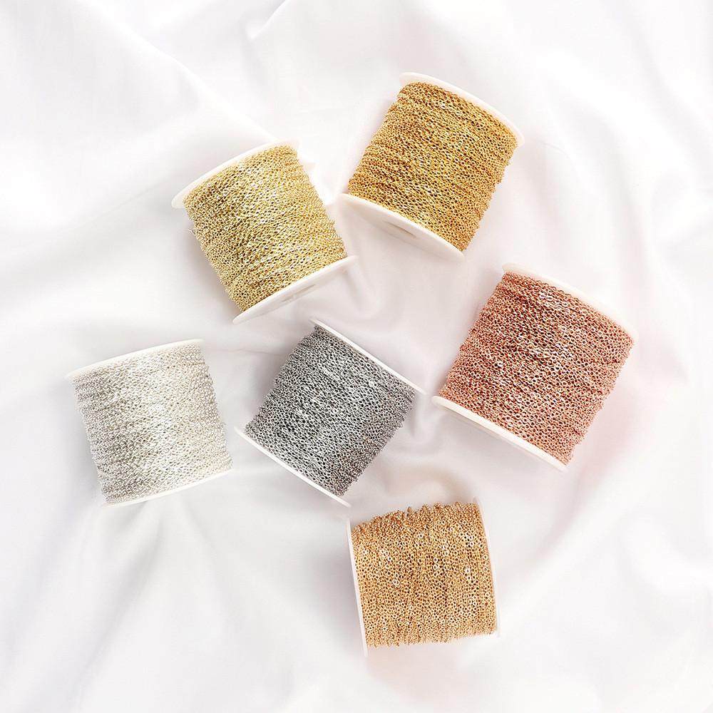 保色扁O字链铜包18K真金0型链细链条DIY锁骨链不易褪色十字链,五金/工具,传输带附件,淘宝优惠券,粉丝福利购,淘宝优惠卷