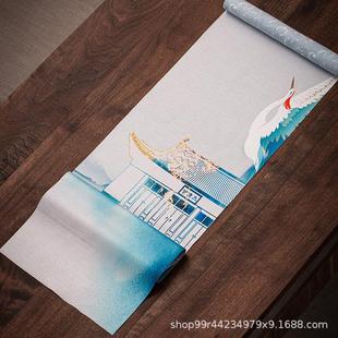 国潮风丝绒茶席茶具配件茶台桌布茶茶旗桌垫中式垫布国潮绒面茶席