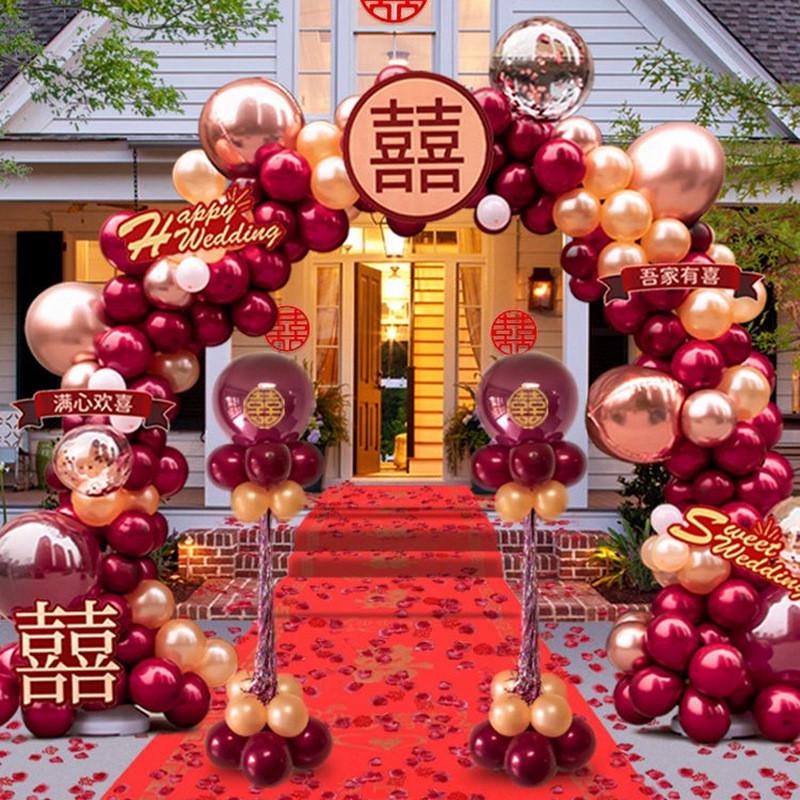 气球拱门结婚支架装饰婚庆场景布置门口气球室外路引网红婚礼农村