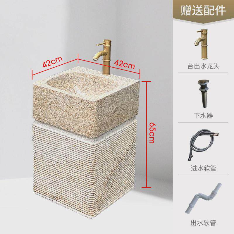 天然立柱盆洗手台盆一体户外落地式大理石石材庭院幼儿园水池儿童