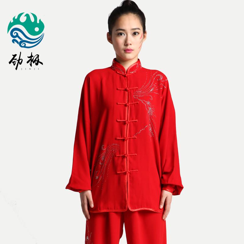 服装嘉棉太极服烫钻练功嘉长袖太极服男女款武术服套装现货批发