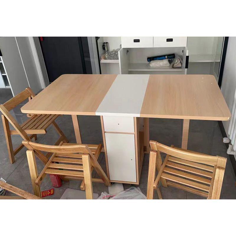 现代小户型隐藏式折叠餐桌椅组合8人长方形带轮子可移动吃饭桌子