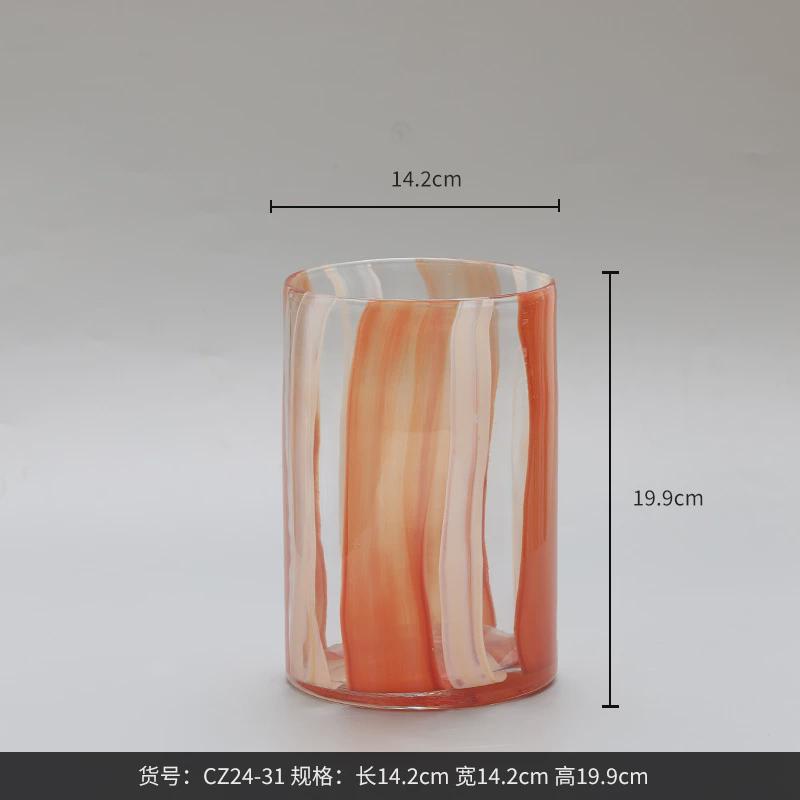 博西玻璃番茄红斑点透明家居烛台香薰高级感软装花瓶氛围感摆件