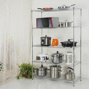 货架置物架不锈钢轮移动带层网格铁架子镀铬家用仓库防静电物料架