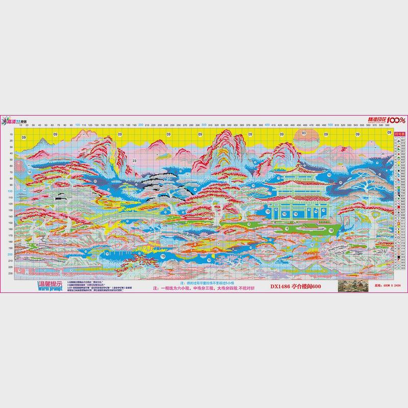 亭台楼阁十字绣新款风景中国风客厅书房线绣简单手工自己绣dx1486