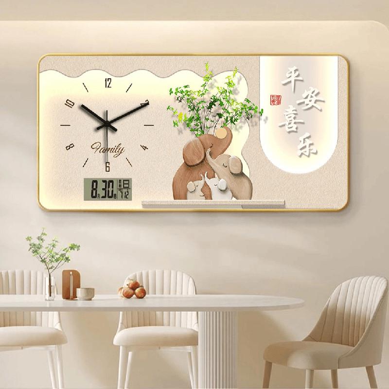 秉舟高档万年历挂钟餐厅轻奢装饰画钟表家用客厅时尚创意电子时钟