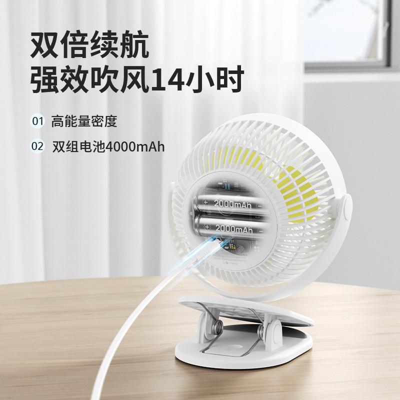 超静音夹式小风扇小型学生宿舍迷你便携式床上usb可充电夹子办公