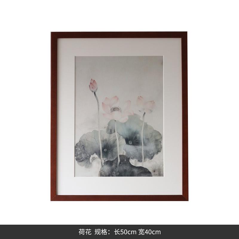 bestwest沙发背景墙荷花装饰画客厅玄关艺术荷花挂画餐厅新中式图片