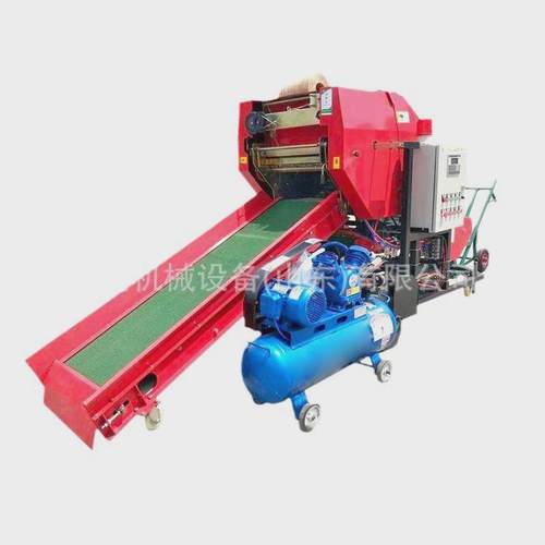 玉米秸秆青储机便携一体机式全自动农用杂草饲料青贮打捆包膜粉碎
