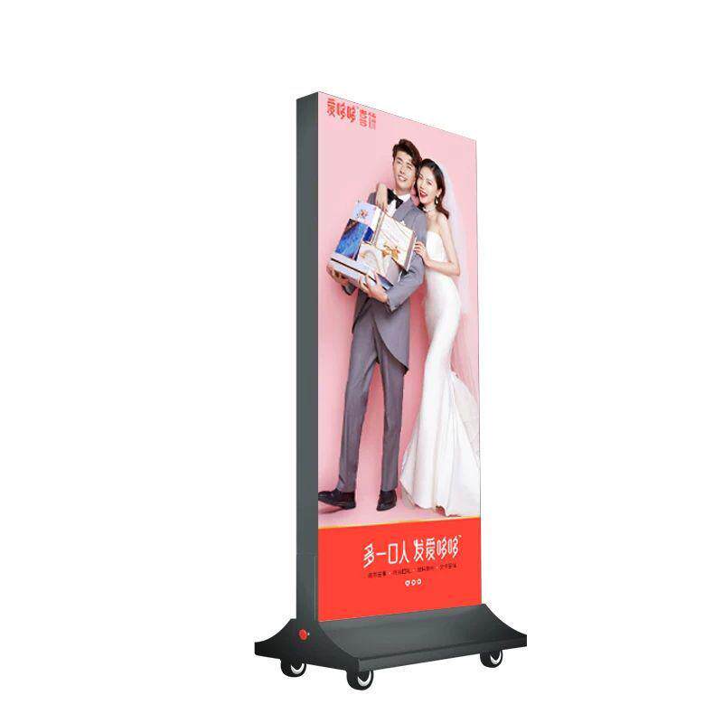 led发光双面铝合金滚轮快餐店宣传广告牌立式软膜灯箱卡布灯箱