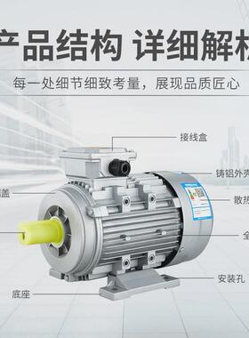 2千瓦ys三相异步铝壳电机0.75kw1.1kw1.5极2.2kw3kw4kw铝壳电动机