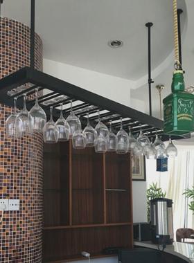 酒吧铁艺吧台酒杯架悬挂杯架高脚杯挂吊架红酒杯架子倒挂红酒架