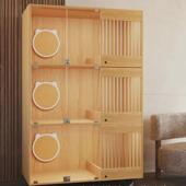 hp实木别墅家用笼子展示柜柜繁育寄养猫豪华宠物店猫舍猫笼室内现