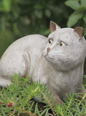 热销创意树脂摆件猫咪饰品电视柜玄关动物装饰品工艺品户外家居复